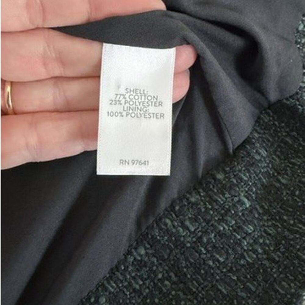 J.Jill Tweed Jacket Womens L Green Black Cropped Snap Front Textured Classic - Picture 8 of 12